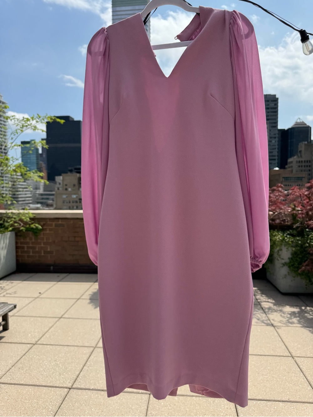 Vince Camuto Lavender midi long Sleeve V-Neck Dress